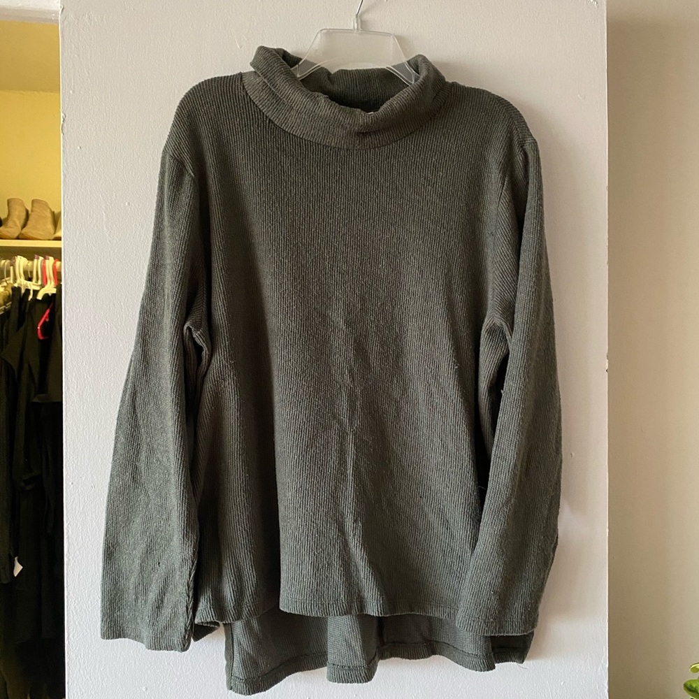 Lightweight Olive Green Cowlneck Tunic Sweater